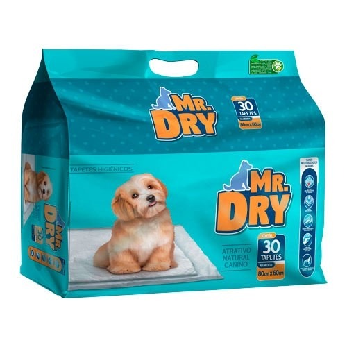 Embalagem do tapete higiênico Mr. Dry com 30 unidades