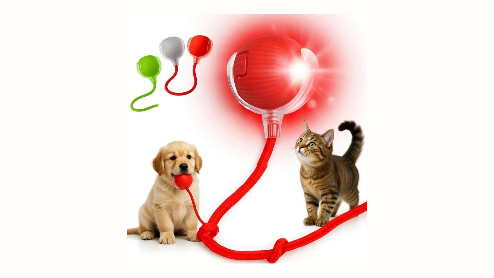 Bolinha inteligente recarregável para pets em piso claro