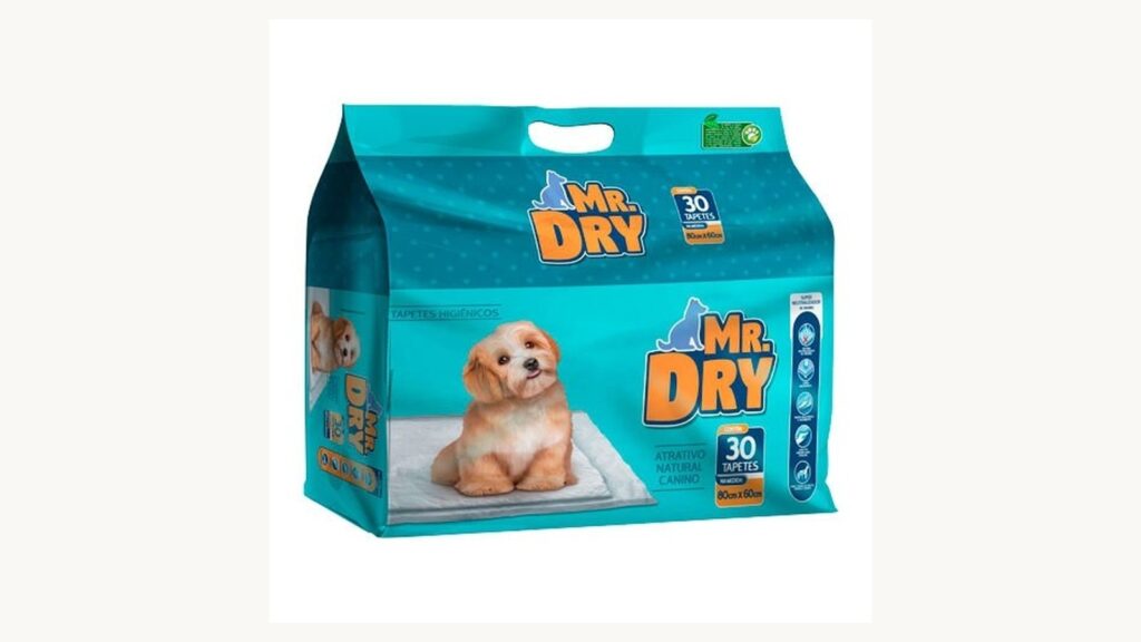 Pacote do tapete higiênico Mr. Dry 80 por 60 com 30 unidades