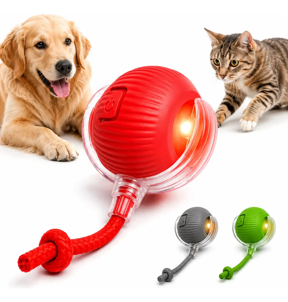 Bolinha inteligente recarregável para pets em piso claro