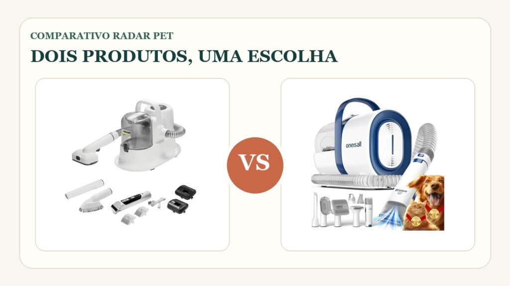 Comparativo: Kärcher Pet Clean vs Oneisall 7 ferramentas: qual aspirador grooming escolher?
